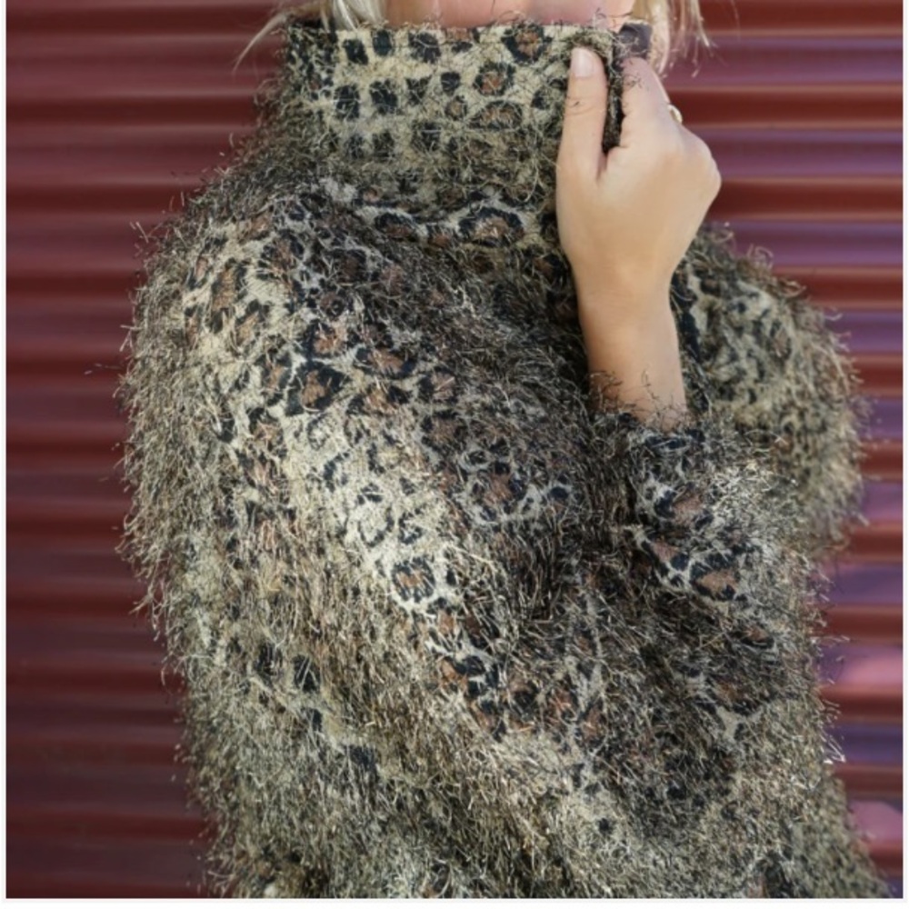 Vtg Eyelash Fuzzy Leopard‎ Bomber Animal Print Something Special Jacket